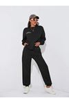 Minimal Los Angeles 2li Sweatshirt Eşofman Altı Jogger- Siyah Alt Üst Takım Oversize Bisiklet Yaka