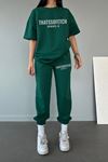 Series 6 T-shirt Eşofman Altı Jogger- Yeşil Baskılı Alt Üst Eşofman Takımı Oversize Bisiklet Yaka