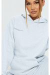 Established Eşofman Takımı Sweatshirt Jogger - Gri Baskılı Oversize Şardonlu Kapüşonlu Lastik Paça