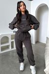 So Fetch Series 2 Eşofman Takımı Sweatshirt Jogger - Füme Baskılı Oversize Şardonlu Kapüşonlu