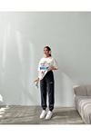 ART Baskılı T-shirt Eşofman Altı Jogger-Baskılı Alt Üst Eşofman Takım Oversize Bisiklet Yaka