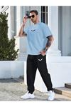 Wings Bebe Mavi T-shirt Siyah Eşofman Alt Jogger- Baskı Alt Üst Takım Oversize