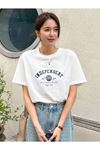 Independent T-Shirt - Beyaz Baskılı Oversize Bisiklet Yaka Kısa Kol