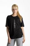 Unisex Siyah Pamuklu Rahat Kesim Oversize T-shirt Ayların Evreleri Baskılı