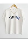 Trapstar T-Shirt - Beyaz Baskılı Oversize Bisiklet Yaka Kısa Kol