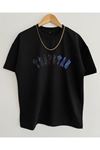 Trapstar T-Shirt - Siyah Baskılı Oversize Bisiklet Yaka Kısa Kol