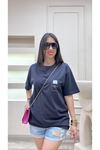Good Luck T- Shirt - Baskılı Füme Oversize Tişört