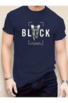 The Black Baskılı Süprem Lacivert T-Shirt - Oversize Bisiklet Yaka Tişört