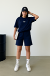 Ugly Baskılı Lacivert Şort T-shirt Takım  Oversize Bisiklet Yaka Tişört Takım Unisex 