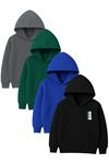 4'lü Unisex Kapüşonlu Hoodie Seti – RUN Baskılı Kanguru Cepli Sweatshirt