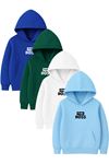 4'lü Unisex Kapüşonlu Hoodie Seti – THE BOS Baskılı Kanguru Cepli Sweatshirt