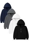 4'lü Unisex Kapüşonlu Hoodie Seti – BLACK Baskılı Kanguru Cepli Sweatshirt