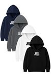 4'lü Unisex Kapüşonlu Hoodie Seti – THE BOS Baskılı Kanguru Cepli Sweatshirt