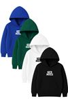 4'lü Unisex Kapüşonlu Hoodie Seti – THE BOS Baskılı Kanguru Cepli Sweatshirt