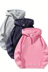 Unisex Fermuarlı Kapüşonlu Oversize Basic Sweatshirt – Gri / Lacivert / Pembe