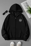Unisex Siyah Kapüşonlu Fermuarlı Sweatshirt – Made in 1988 Baskılı, Şardonlu Kalın Kumaş