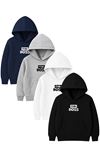 4'lü Unisex Kapüşonlu Hoodie Seti – THE BOS Baskılı Kanguru Cepli Sweatshirt