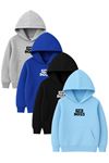 4'lü Unisex Kapüşonlu Hoodie Seti – THE BOS Baskılı Kanguru Cepli Sweatshirt