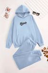 Unisex Kapüşonlu BebeMavi Eşofman Takımı FANTASTİC Baskılı- Kışlık Şardonlu Kumaş