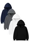 4'lü Kapüşonlu Basic Sweatshirt Seti - Düz Kışlık Şardonlu Kumaş