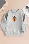 Unisex ZÜRAFA Baskılı Gri Bisiklet Yaka Sweatshirt-Kışlık Şardonlu Kumaş