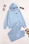 Unisex Kapüşonlu BebeMavi Eşofman Takımı MİNİ BELİEVE Baskılı- Kışlık Şardonlu Kumaş