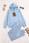 Unisex Kapüşonlu BebeMavi Eşofman Takımı BRUH Baskılı- Kışlık Şardonlu Kumaş