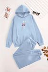 Unisex Kapüşonlu BebeMavi Eşofman Takımı JAPON KILIÇ Baskılı- Kışlık Şardonlu Kumaş