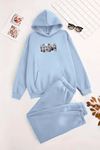 Unisex Kapüşonlu BebeMavi Eşofman Takımı LONDON Baskılı- Kışlık Şardonlu Kumaş