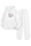 Beyaz Eşofman Takımı – Better Together Baskılı, Kapüşonlu Sweatshirt ve Jogger Pantolon