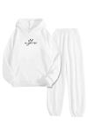 Beyaz Eşofman Takımı – BeYOUtiful Baskılı, Kapüşonlu Sweatshirt ve Jogger Pantolon