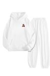 Beyaz Eşofman Takımı – Free Monkey Minimal Baskılı, Kapüşonlu Sweatshirt ve Jogger Pantolon