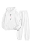 Beyaz Eşofman Takımı – Black Baskılı, Kapüşonlu Sweatshirt ve Jogger Pantolon