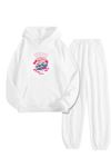 Beyaz Eşofman Takımı – Tokyo Japan Baskılı, Kapüşonlu Sweatshirt ve Jogger Pantolon