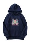 Unisex Oversize Şardonlu Kışlık Just a Girl Baskılı Kapüşonlu Sweatshirt - Lacivert