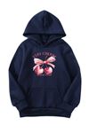 Unisex Oversize Şardonlu Kışlık Very Cherry Baskılı Kapüşonlu Sweatshirt - Lacivert