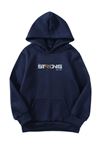 Unisex Oversize Şardonlu Kışlık Strong Baskılı Kapüşonlu Sweatshirt - Lacivert