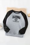 Unisex Gri-Siyah Reglan Sweatshirt – California Rising Star Baskılı, Uzun Kollu