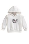 Çocuk Beyaz Kapüşonlu Sweatshirt – LOVE YOURSELF Baskılı, Şardonlu Kalın Kumaş