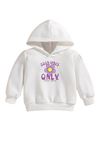 Çocuk Beyaz Kapüşonlu Sweatshirt – GOOD VIBES ONLY Baskılı, Şardonlu Kalın Kumaş
