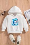 Çocuk Beyaz Kapüşonlu Sweatshirt – YUNUS Baskılı, Şardonlu Kalın Kumaş