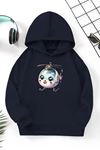Unisex Lacivert Cocuk Kapüşonlu Sweatshirt –Helikopter ,Baskılı Şardonlu Kalın Kumaş