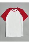 Oversize Kırmızı Beyaz T-shirt - Reglan Kol Unisex Rahat Kalıp