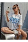 Grimelanj Oversize Ocean Cıty Baskılı T-shirt - Oversize Baskılı