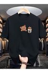 Bear Bubble Tea Baskılı Oversize Süprem T-shirt