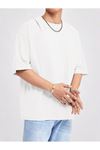 Basic Süprem T-Shirt - Beyaz Oversize Bisiklet Yaka Tişört