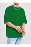 Basic Süprem T-Shirt - Nefti Yeşil Oversize Bisiklet Yaka Tişört