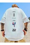 Erkek Beyaz Oversize Sea Son Baskılı Örme T-shirt