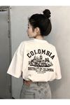Colombia Chmand Süprem T-Shirt - Beyaz Baskılı Oversize Bisiklet Yaka Tişört
