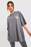 Füme Oversize Dsgn Sports Club T-shirt - Oversize Baskılı